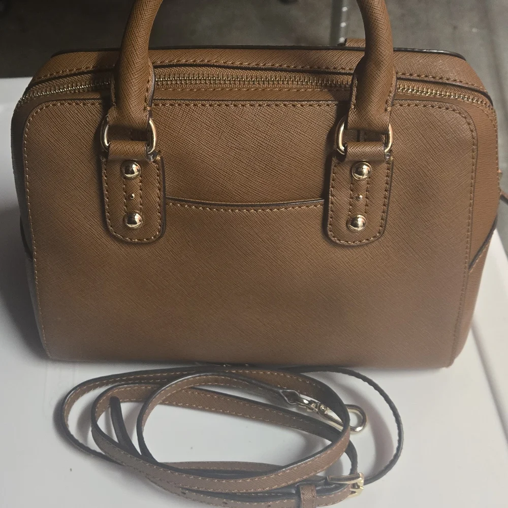 Michael Kors Tan Leather Satchel with Gold Accents